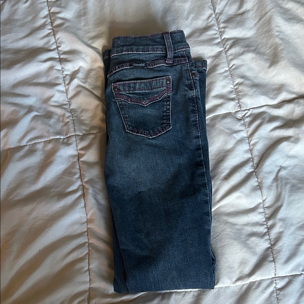 Girls Wrangler Dark Blue Jeans 12 slim